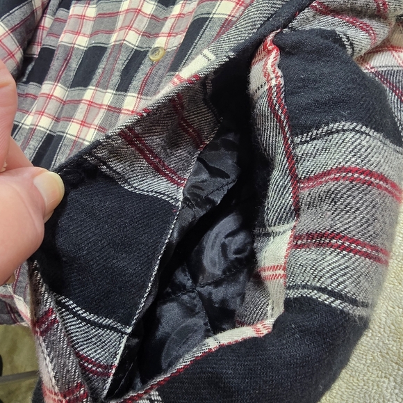 Wrangler Mens Sherpa Lined Red/Black Plaid Flannel Jacket Relaxed XL - Picture 7 of 8